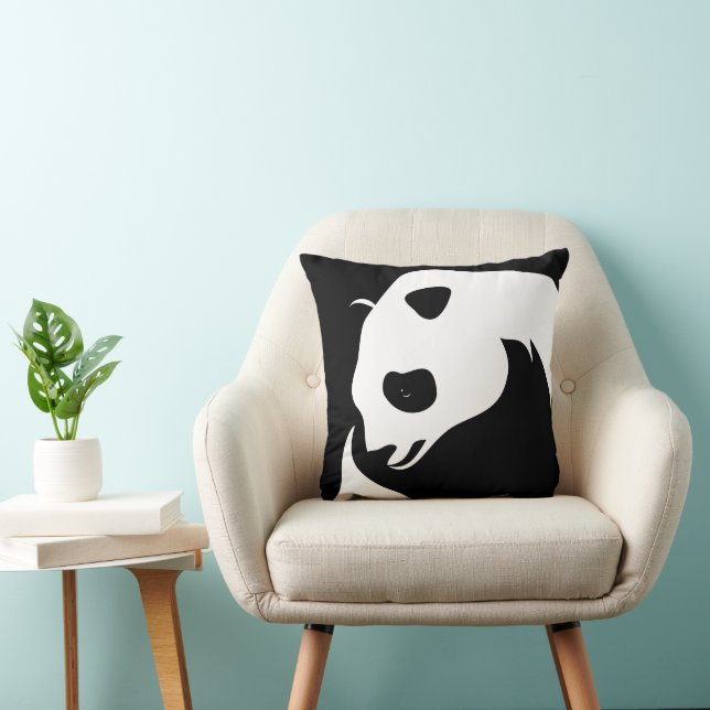 Giant Panda Art Black Cojín decorativo (Silla)