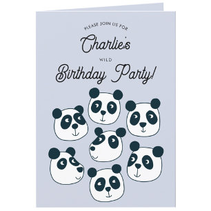 Giant Panda Bear Birthday Party Invitación
