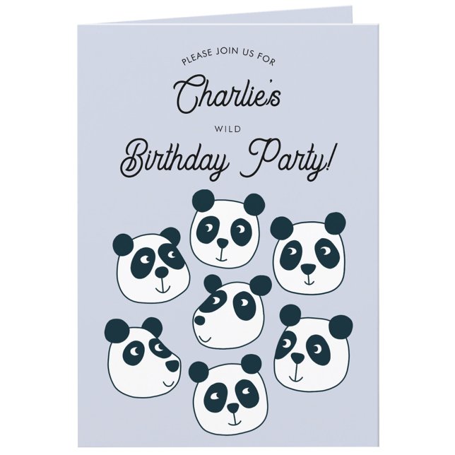 Giant Panda Bear Birthday Party Invitación (Cute panda bear themed personalized kids birthday party invitation)