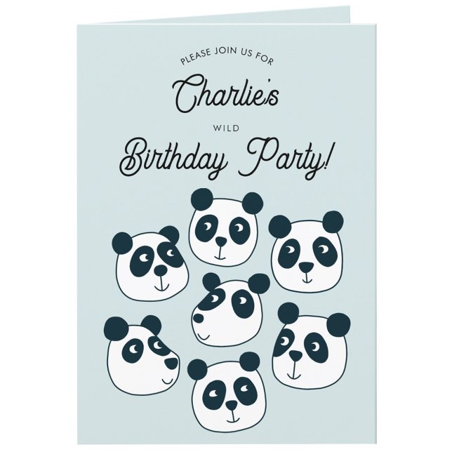 Giant Panda Bear Birthday Party Invitación (Cute panda bear themed personalized kids birthday party invitation)