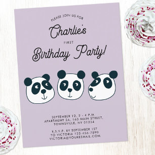 Giant Panda Bear Primera Invitación de Fiesta de C