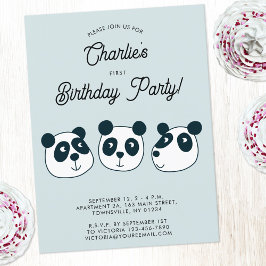 Giant Panda Bear Primera Invitación de Fiesta de C