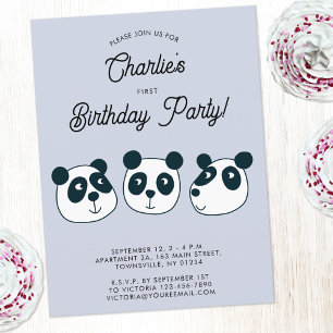 Giant Panda Bear Primera Invitación de Fiesta de C