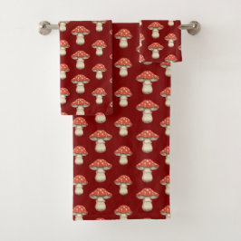 Giant Raining Mushrooms - Red Retro Cottagecore