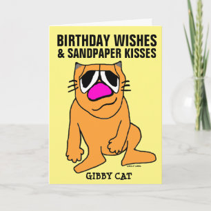Gibby Cat sentado tarjetas de felicitación de cump