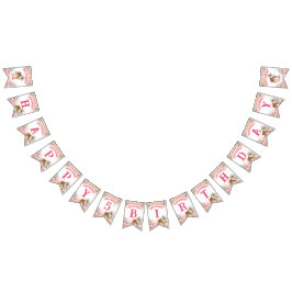 Giddy de cumpleaños de poni rosado con pancarta de