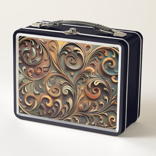 Gided Baroque Scrollwork Metal Lunchbox (Anverso)