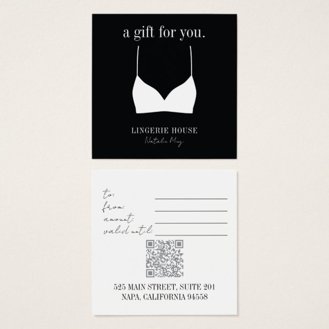 Gift Card Boutique Lingerie Black (Anverso y reverso)