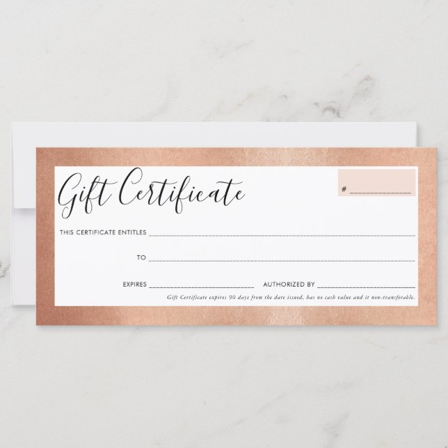 GIFT CERTIFICATE elegante moda glam rosa oro (Anverso)