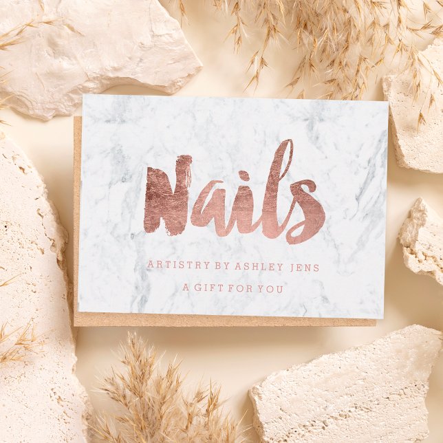 Gift certificate faux rose gold girly Nails marble (Subido por el creador)