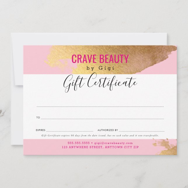 GIFT CERTIFICATE luxe glam minimalista oro rosa (Anverso)
