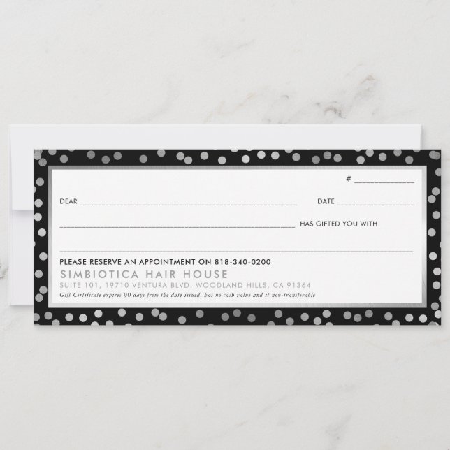 GIFT CERTIFICATES glam confetti puntos de plata ne (Anverso)