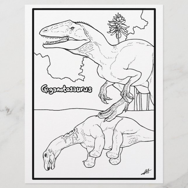 Giganotosaurus y Prey - página de Coloración. (Anverso)