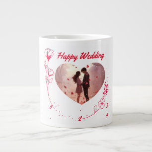 Gigante Feliz Boda pareja foto taza de café personalizado
