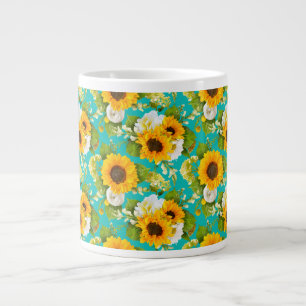Gigante Feliz verano patrón de girasol taza de café
