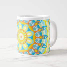 Gigante Gran Mandala de Verano Brillante Boho Taza de Café
