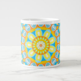 Gigante Gran Mandala de Verano Brillante Boho Taza de Café