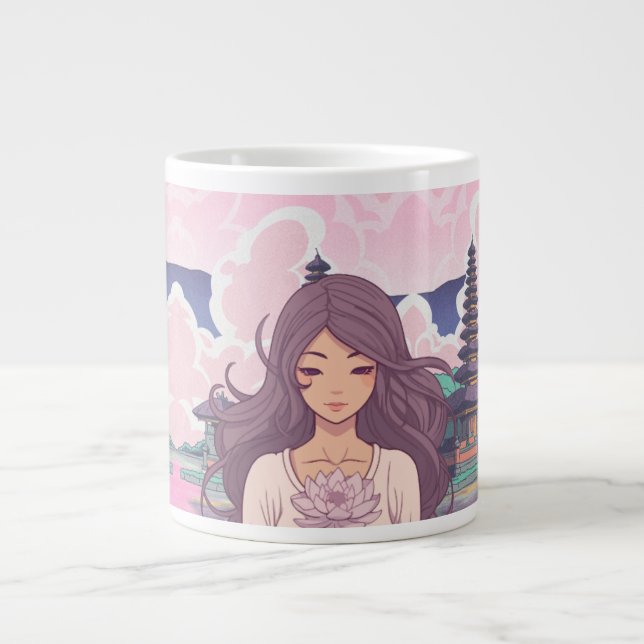 Gigante Hermosa Taza de Café Rosa (Frente)