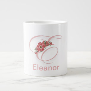 Gigante Letra floral monograma moderno taza de café inicia