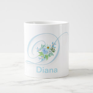 Gigante Letra floral monograma moderno taza de café inicia