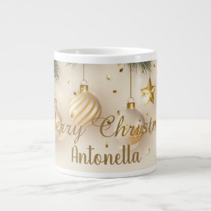 Gigante Navidades taza de café con bolas de oro