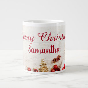 Gigante Navidades taza de café con bolas de oro