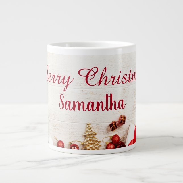 Gigante Navidades taza de café con bolas de oro (Frente)
