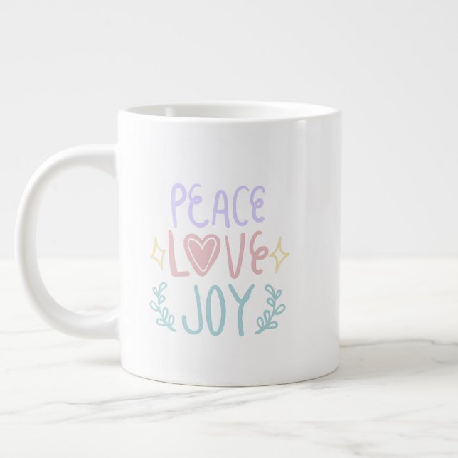 Gigante Peace Love Joy 😁 taza de café especial (Izquierda)