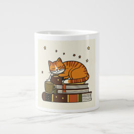 Gigante Taza blanca de café Gato durmiendo para amantes de