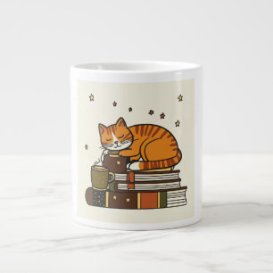 Gigante Taza blanca de café Gato durmiendo para amantes de