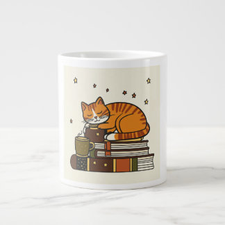 Gigante Taza blanca de café Gato durmiendo para amantes de