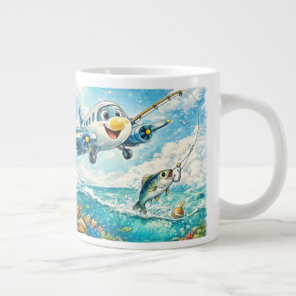 Gigante Taza de avión de pesca lindo – Café de aventura oc