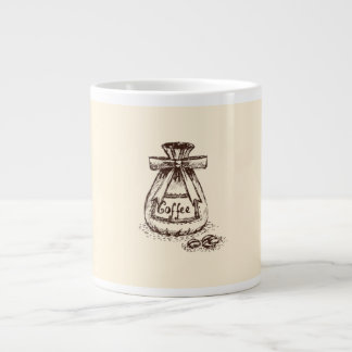 Gigante Taza de café artística con granos de café Doodle