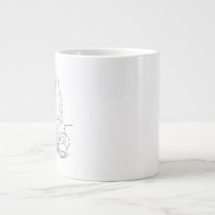 Gigante Taza de café con arte de dibujo de línea de Cocker