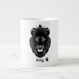 Gigante Taza de café con arte de león negro rey