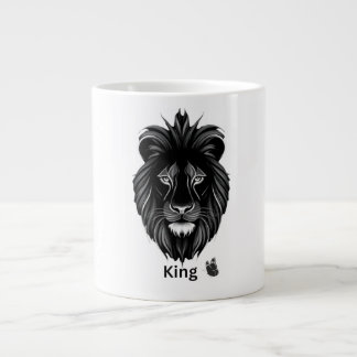 Gigante Taza de café con arte de león negro rey