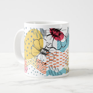 Gigante Taza de café con diseño de flor abstracta