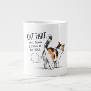 Gigante Taza de café con divertido boceto de pedo de gato 