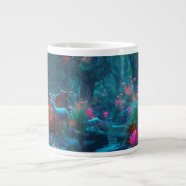Gigante Taza de café con escena mágica del bosque con cier