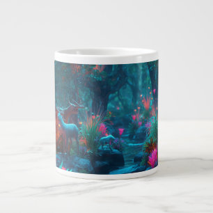 Gigante Taza de café con escena mágica del bosque con cier