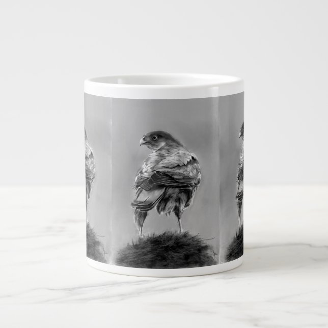 Gigante Taza de café con halcón (Frente)