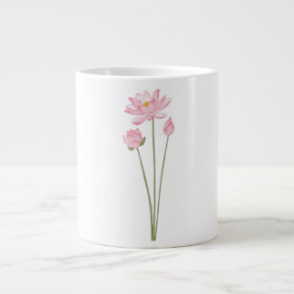 Gigante Taza de café con ilustración botánica de flores de