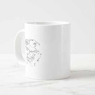 Gigante Taza de café con ilustración de tinta de Golden Re