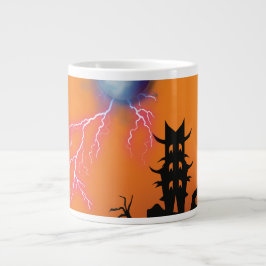 Gigante Taza de café con silueta de castillo espeluznante 
