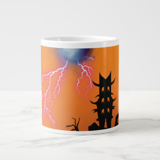 Gigante Taza de café con silueta de castillo espeluznante