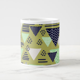 Gigante Taza de café con triángulos geométricos retro