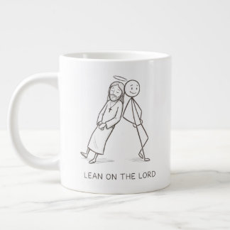 Gigante Taza de café cristiana con figura de palito Lean o