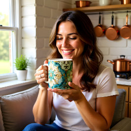 Gigante Taza De Café De 20oz Con Tapiz De Flor De Cerúleo