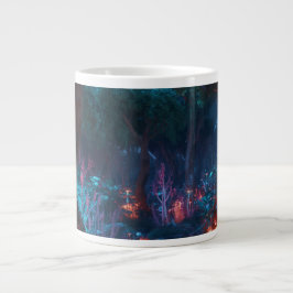 Gigante Taza de café de arte de bosque de fantasía oscura