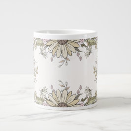 Gigante Taza de café de arte de girasol y flores silvestre